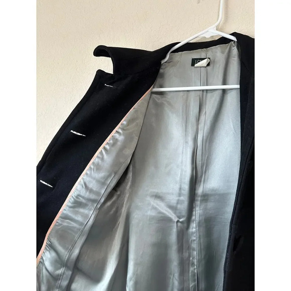 J. Crew Womens Size 4 Black Lady Day Coat Double Breasted Long Wool Peacoat - Picture 9 of 16